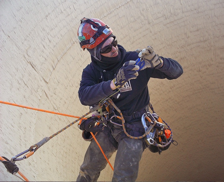 Smokestack Inspection by Rope Access Technicians