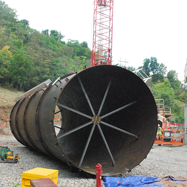 steel smokestack installation