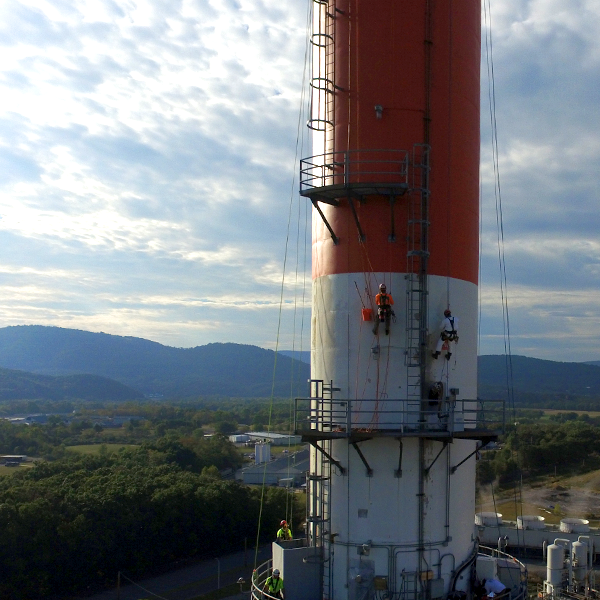 Coating stack using rope access